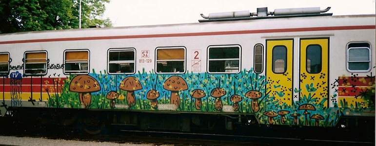  snof mushroom train slovenia balkans