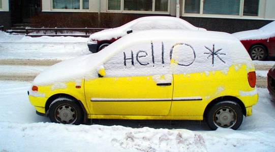  ohlala snow car yellow helsinki finland scandinavia