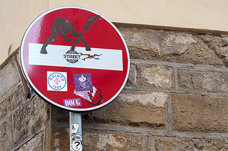 italy firenze roadsign clet-abraham