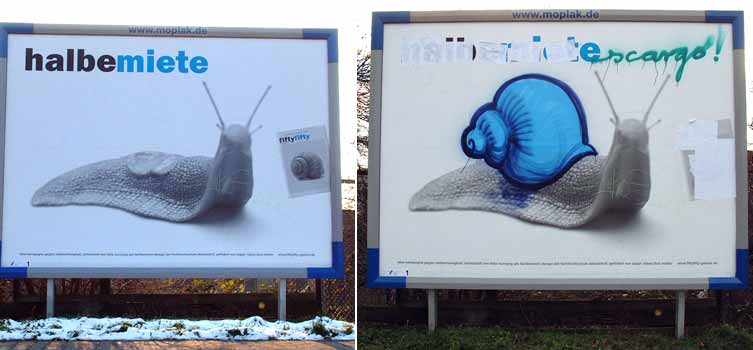  humanifree dusseldorf billboard snail germany