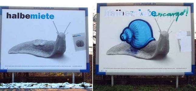  humanifree dusseldorf billboard snail germany