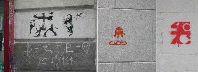 barcelona red banksy stencils