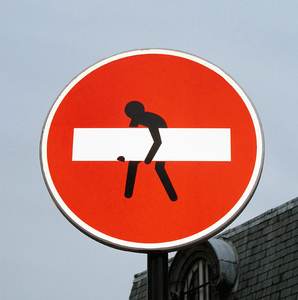  clet-abraham red roadsign paris