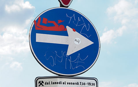 italy firenze roadsign clet-abraham